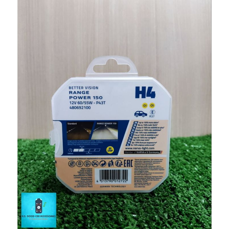 Headlight bulb, H4 Range Power +150 better vision, 12V 60/55W P43t-38